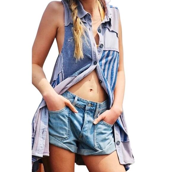 Free People / Santana Patched Mini Dress / Boho PatchworkTunic Top - Picture 2 of 3